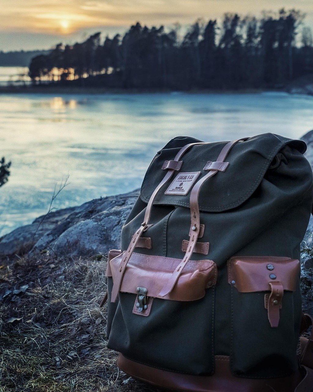 who-we-are backpack, bag, lake, nature, river, trees, water, blue river